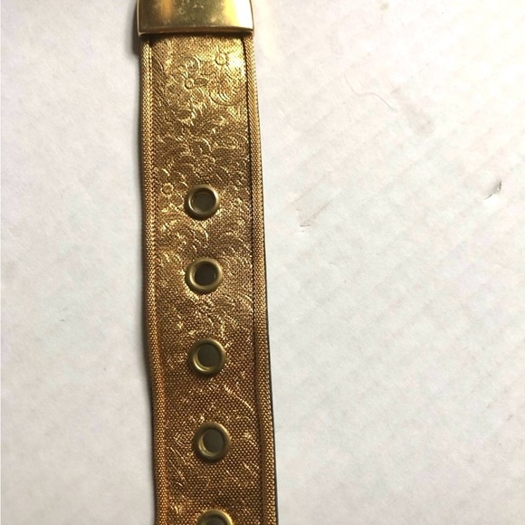 VTG Another Line, USA, Shiny Metallic Embossed Gold Belt, Stunning, size Med main image 8